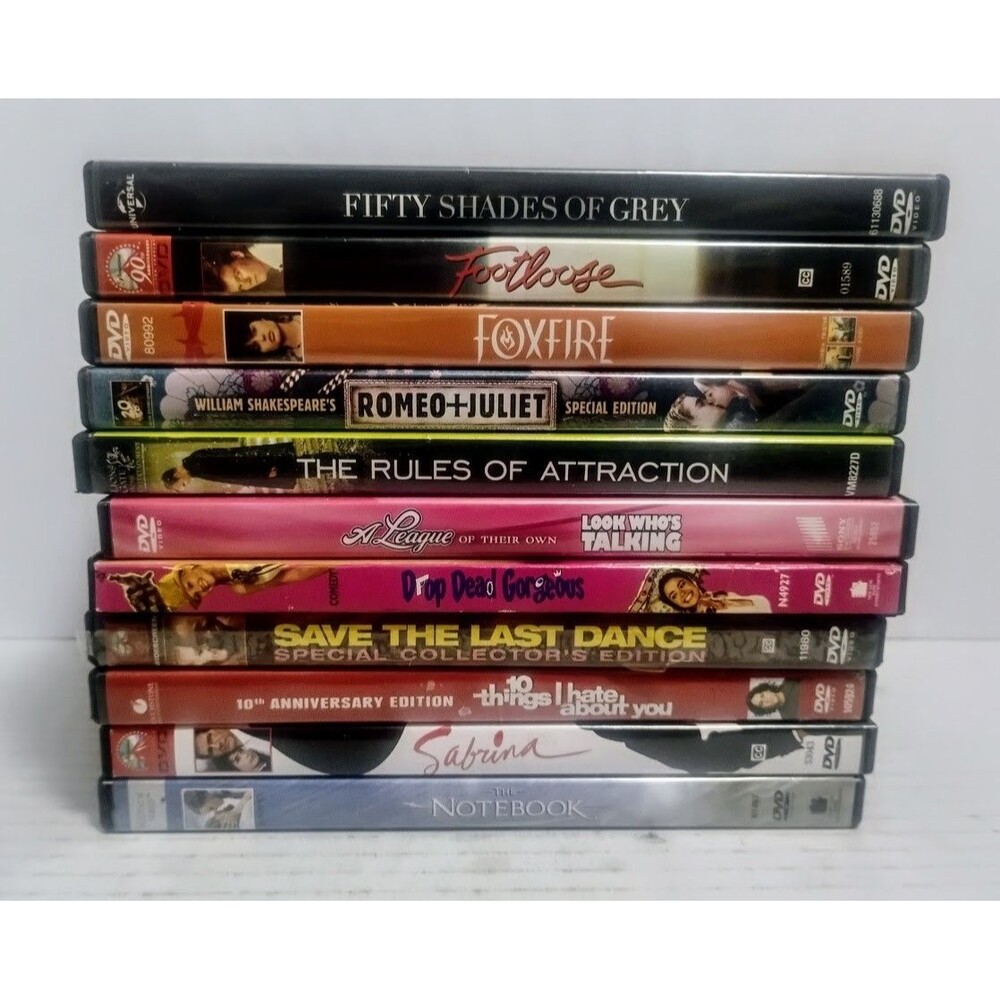 11 CT MOM MOVIE ROMANCE & COMEDY DVD LOT SABRINA THE NOTEBOOK ROMEO & JULIET ETC